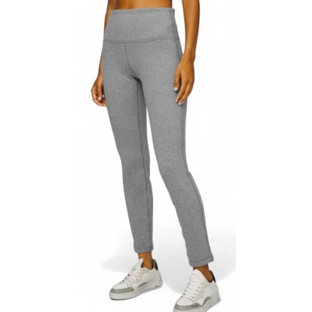 Lululemon Wunder Lounge Pants Women 10 Gray Fleece Cotton Minimalist Athleisure